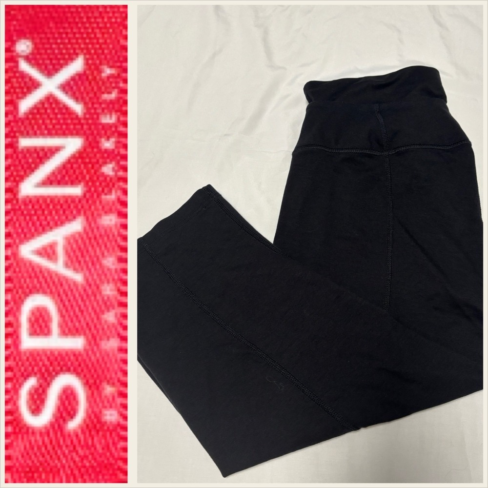 SPANX Black Cropped Activewear Leggings Capris Womens Large